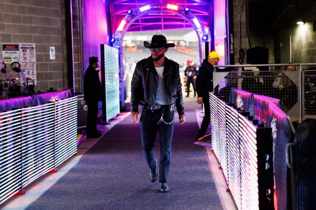 Chicago Bears running back Roschon Johnson walks to the locker room at Soldier Field on Dec. 26, 2024. (Armando L. Sanchez/Chicago Tribune)