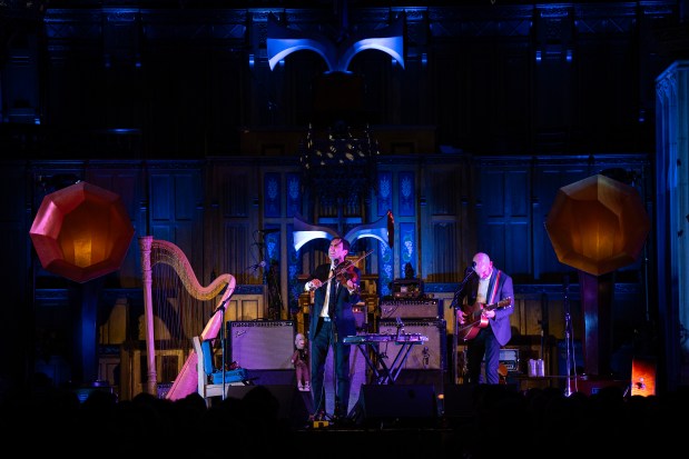 Andrew Bird performs at the Fourth Presbyterian Church on Dec. 9, 2024. (E. Jason Wambsgans/Chicago Tribune)