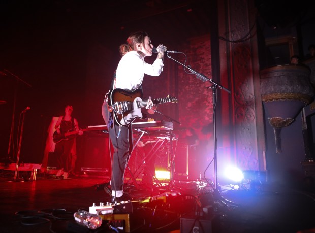 Julien Baker preforms her song "Bloodshot" during night one of her tour at Thalia Hall in Chicago's Pilsen neighborhood on Monday, Sept. 23, 2024. (Talia Sprague/for the Chicago Tribune)