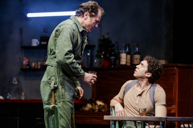 Michael Shannon and Travis A. Knight in "Turret" by A Red Orchid Theatre at Chopin Theatre. (Jesus Santos/Fadeout Media)