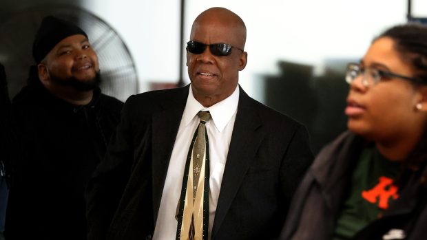 Ford Heights Mayor Charles Griffin arrives for his bench trial at the Leighton Criminal Court Building Sept. 23, 2024. Griffin is charged with embezzling village funds. (Antonio Perez/Chicago Tribune)