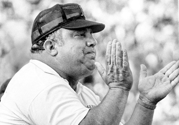 Chicago Bears coach Abe Gibron claps on the sidelines in an undated photo. (Ed Wagner Jr./Chicago Tribune/TNS)