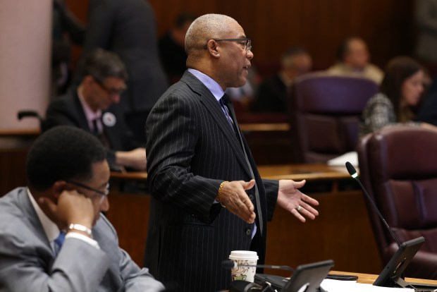 Ald. Walter Burnett speaks as the Chicago City Council meets for a procedural vote on Mayor Brandon Johnson's 2025 budget at City Hall on Dec. 11, 2024. (Antonio Perez/Chicago Tribune)