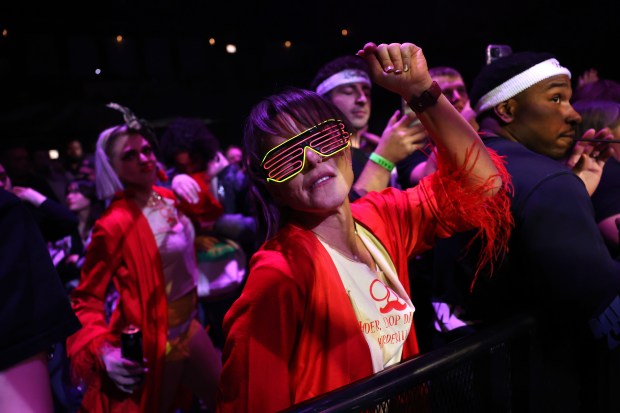 Fans dance during a Marc Rebillet concert at Thalia Hall on Dec. 6, 2024. (Chris Sweda/Chicago Tribune)