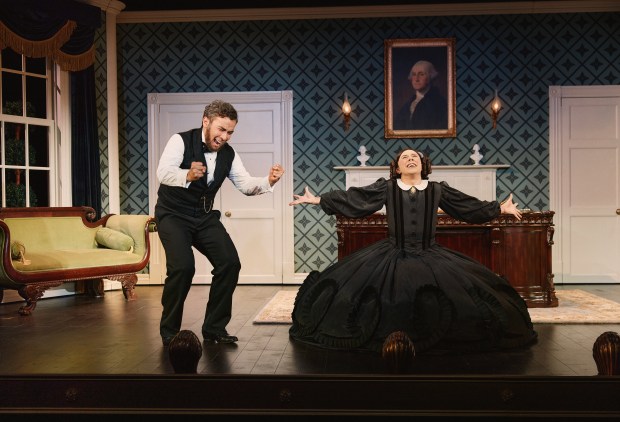 Conrad Ricamora and Cole Escola in "Oh, Mary!" at the Lyceum Theatre in New York. (Emilio Madrid)