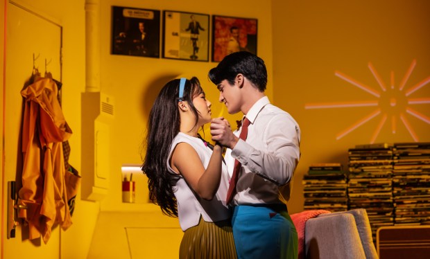 Helen J. Shen and Darren Criss in "Maybe Happy Ending" on Broadway at the Belasco Theatre in New York. (Matthew Murphy and Evan Zimmerman)