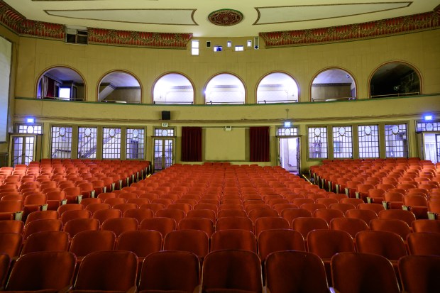 The interior of the Hoosier Theater can be seen on Friday, Dec. 6, 2024. (Kyle Telechan/for the Post-Tribune)