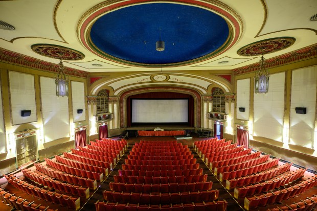 The interior of the Hoosier Theater can be seen on Friday, Dec. 6, 2024. (Kyle Telechan/for the Post-Tribune)