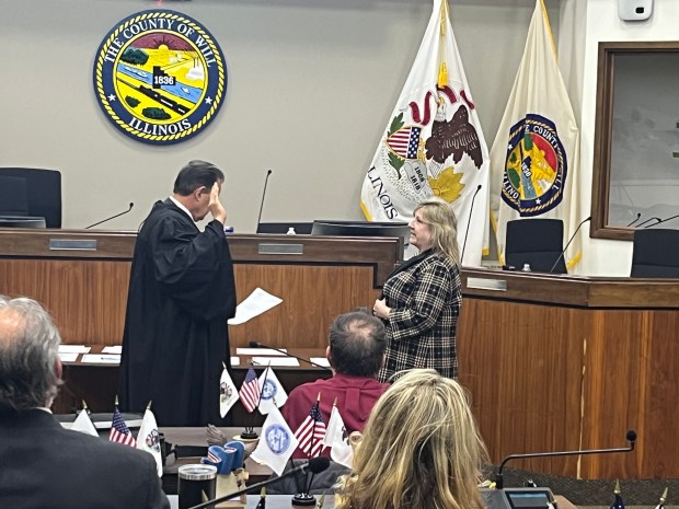 County Clerk Annette Parker is sworn in Dec. 2, 2024. (Michelle Mullins/for the Daily Southtown)