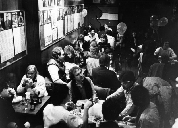 The Billy Goat Tavern celebrates its 50th anniversary on March 6, 1984, at 430 N. Lower Michigan Ave. in Chicago. (Phil Greer/Chicago Tribune) 