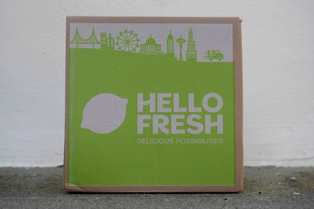 A HelloFresh delivery box in San Francisco on Jan. 29, 2024. (Jeff Chiu/AP)