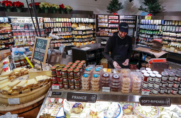 The specialty cheese and meat section is organized at Mariano's West Loop in Chicago on Dec. 11, 2019. (José M. Osorio/Chicago Tribune)