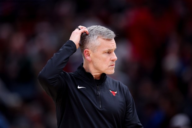 Chicago Bulls head coach Billy Donovan walks on the court during the second period against the Milwaukee Bucks at the United Center Monday Dec. 23, 2024, in Chicago. (Armando L. Sanchez/Chicago Tribune)