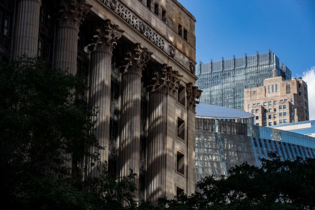 City Hall and County Building on Sept. 3, 2020, in Chicago's Loop. (Brian Cassella/Chicago Tribune)