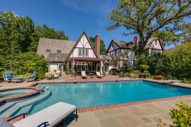 This four-bedroom, Tudor-style home at 499 W. Old Mill Road in Lake Forest borders a public prairie reserve. (Palo Dobrik Photography)