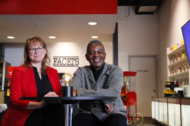 Facets executive director Karen Cardarelli and program director Charles Coleman in a 2021 photo. (Jose M. Osorio/Chicago Tribune)