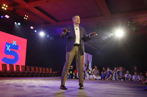 Cubs Chairman Tom Ricketts speaks during the opening ceremony of the Cubs Convention at the Sheraton Grand Chicago Riverwalk on Jan. 17, 2025. (John J. Kim/Chicago Tribune)