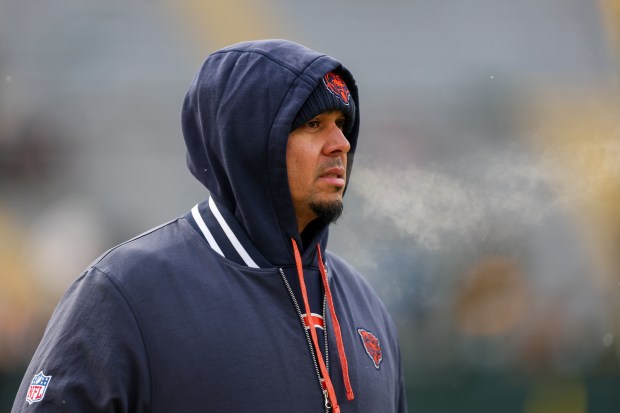 Bears GM Ryan Poles walks on the field before the Bears play the Packers at Lambeau Field on Jan. 5, 2025. (Armando L. Sanchez/Chicago Tribune)