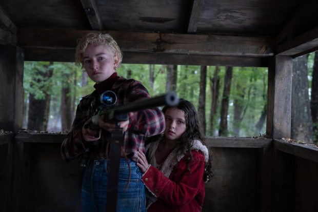 "Wolf Man," a reboot of Universal Pictures' hairiest monster franchise, co-stars Julia Garner and Matilda Firth. Christopher Abbott plays the title role. (Nicola Dove/Universal)