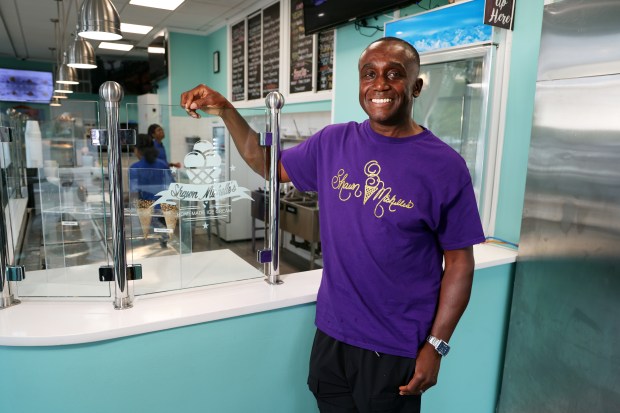 Yahya Muhammad, owner of Shawn Michelle's Homemade Ice Cream parlor in Chicago. The shop offers two different Bean Pie ice cream flavors. (Terrence Antonio James/Chicago Tribune)