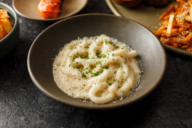 Rice cake cacio e pepe from Perilla Steakhouse. (Jeremy Yap)