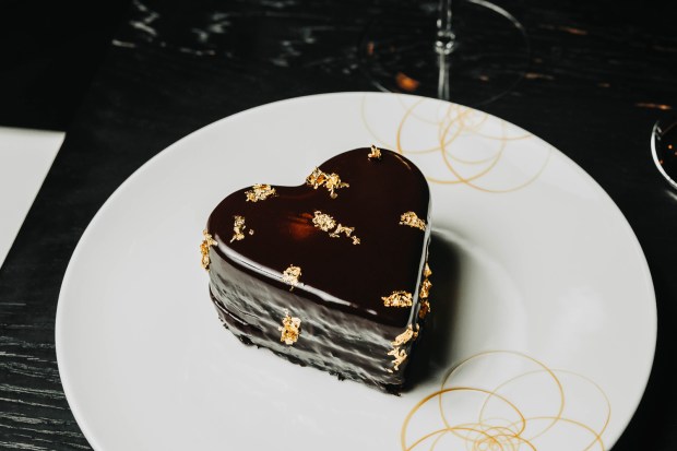 14K heart-shaped chocolate cake from RPM Steak. (Lindsay Eberly x Eberly Film Lab)