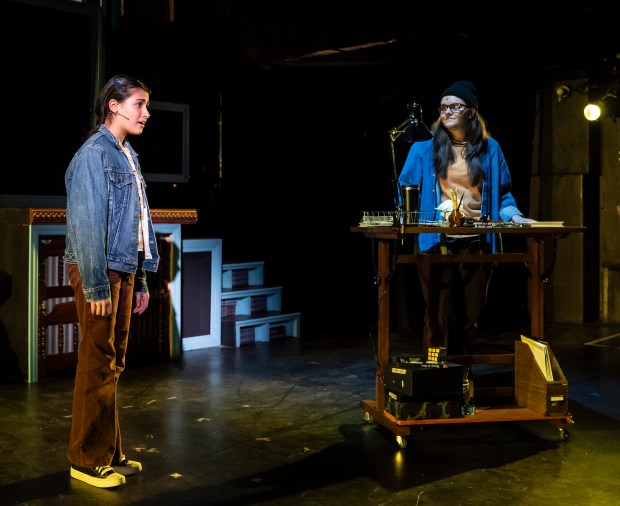 Meena Sood and Alanna Chavez in "Fun Home" by Porchlight Music Theatre at the Ruth Page Center for the Arts in Chicago. (Liz Lauren)