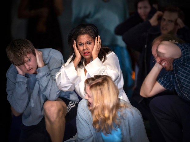 Nicole Heaston as Claire in the world premiere of "The Listeners" at Norwegian National Opera at the Oslo Opera House in 2022. (Erik Berg)