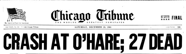 One survivor of a North Central Airlines plane that crashed into a hangar and exploded at O'Hare International Airport on Dec. 27, 1968, told the Tribune how he escaped from the aircraft. "I popped open the emergency window, said 'Let's get out of here,' and jumped,'" said U.S. Air Force Sgt. Carl Tessmer. (Chicago Tribune)