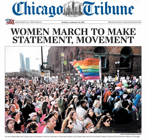 The women of Chicago would not be stopped on Jan. 21, 2017. An estimated quarter-million demonstrators poured into downtown, so many that organizers of the Women's March on Chicago told the throngs that the event would only be a rally because there wasn't room to march. But people marched anyway. (Chicago Tribune)