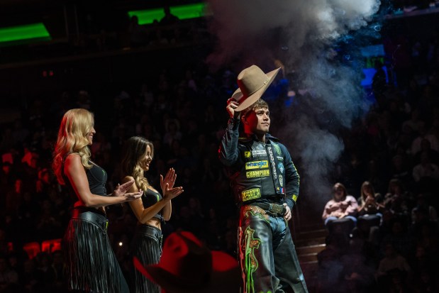 Professional bull rider Daylon Swearingen of New York participates in the PBR Rodeo at Madison Square Garden on Jan. 5, 2025 in New York City. (Spencer Platt/Getty)