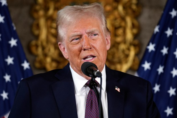 President-elect Donald Trump speaks during a news conference at Mar-a-Lago, Tuesday, Jan. 7, 2025, in Palm Beach, Fla. (AP Photo/Evan Vucci)