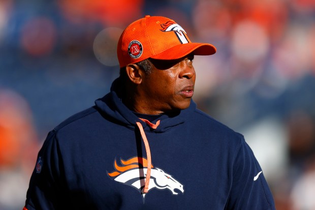 Broncos defensive coordinator Vance Joseph looks on before a game against the Colts on Dec. 15, 2024, in Denver. (Justin Edmonds/Getty Images)