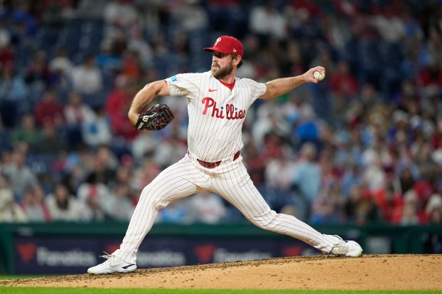 Phillies reliever Tyler Gilbert delivers during a game on Sept. 24, 2024, in Philadelphia. (Matt Slocum/AP)