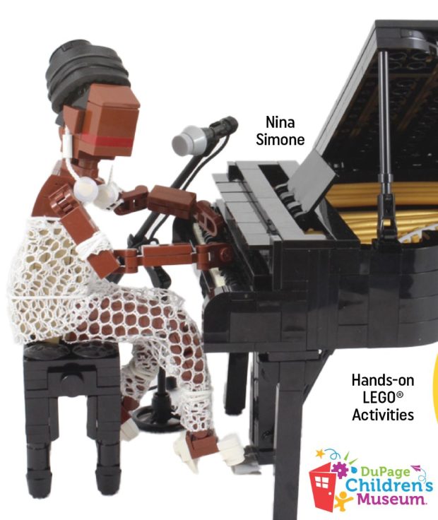 Singer/composer Nina Simone is one of 26 Lego figures featured in Gail Borden Public Library's new Awesome Black Creativity exhibit. (Gail Borden Public Library)