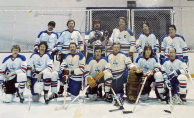 Tim Hurst and friends played on a hockey team at the Polar Dome at Santa's Village in East Dundee. This shot was taken about 1978, Tim Hurst says. (Tim Hurst)