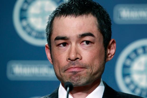 FILE - New York Yankees' Ichiro Suzuki pauses before answering a question at a news conference, July 23, 2012, in Seattle. (AP Photo/Elaine Thompson, file)