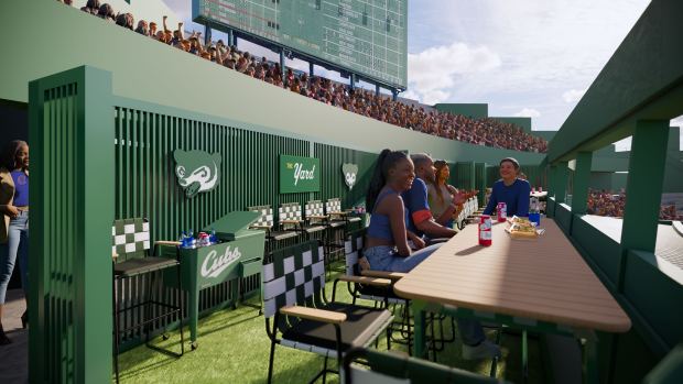 "The Yard" at Wrigley Field, a new outdoor space located in the bleachers above the batter's eye in center field. It will have five new semi-private rental spaces for Chicago Cubs home games. (Chicago Cubs)