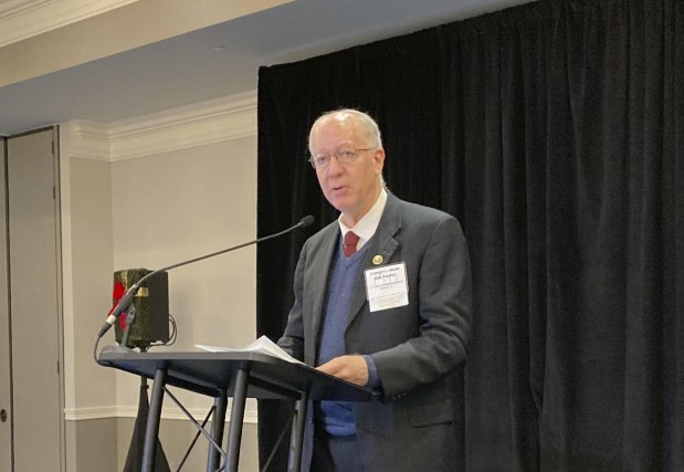 U.S. Rep. Bill Foster, D-Naperville, addresses an audience Friday, Dec. 9, 2022, during a Will County Center for Economic Development event at the Clarion Hotel in Joliet.