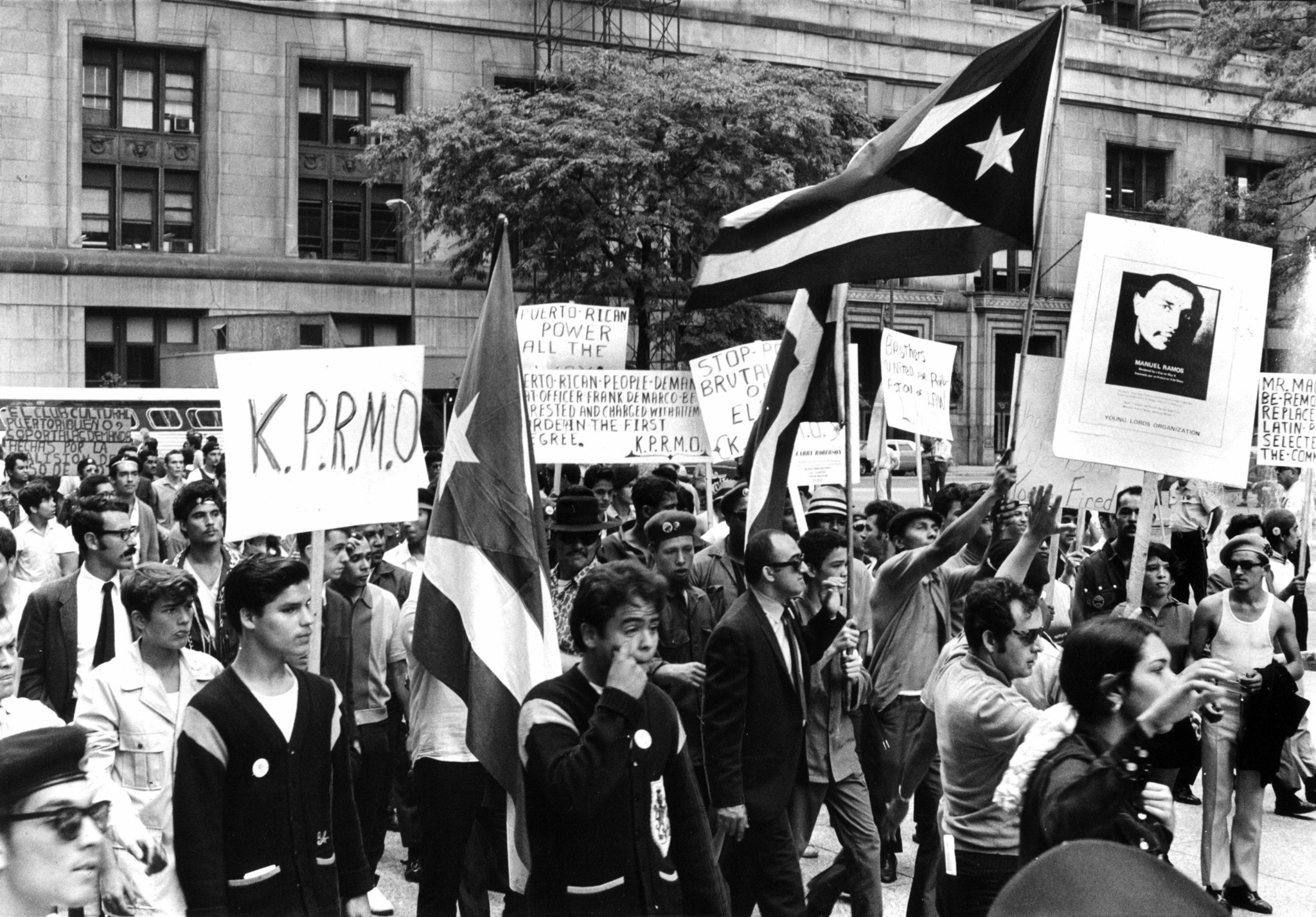 Members of a Puerto Rican coalition and the Young Lords...