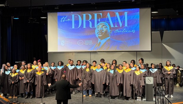 Choir members from Thornwood, Thornton and Thornridge high schools perform "I Smile" at the Martin Luther King Jr. Day celebration Jan. 20, 2025, at South Suburban College in South Holland. (Jeff Vorva/for the Daily Southtown)