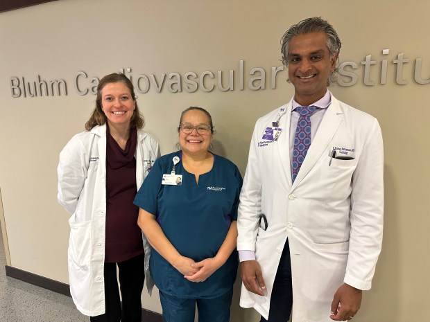 Dr. Kristina Degesys, left, and Dr. R. Kannan Mutharasan, medical director of the Bluhm Cardiovascular Institute at Northwestern Medicine Palos Hospital, are two of the colleagues who work with cardiac sonographer Ida Urbano. "There's a depth that Ida has that you would be a fool not to tap into," Muthrasan said. "She's is just so warm and humble and gets right to it." (Northwestern Medicine)