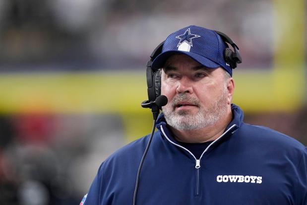 Cowboys coach Mike McCarthy looks on during a game against the Saints on Sept. 15, 2024, in Arlington, Texas. (AP Photo/Tony Gutierrez)