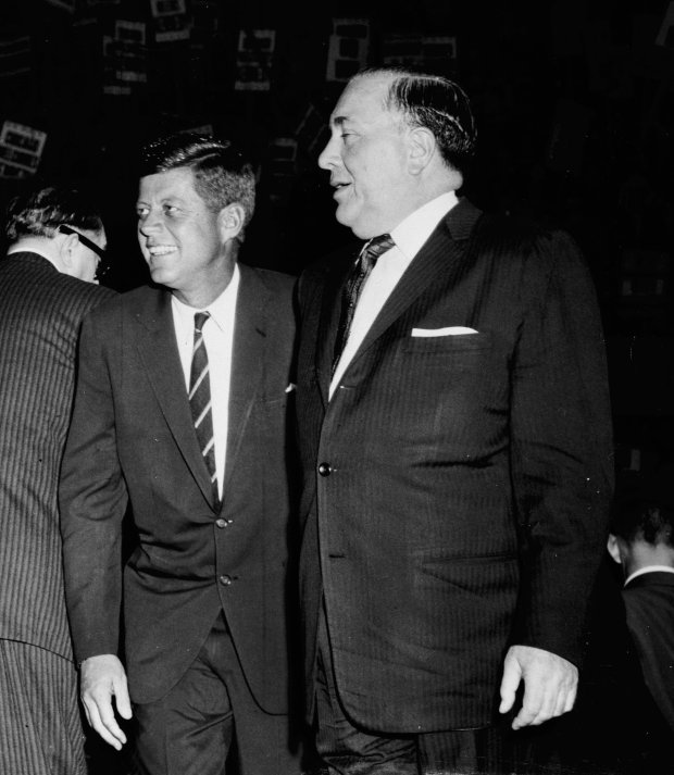 Sen. John F. Kennedy and Mayor Richard Daley at a Democratic rally in Chicago a few days before the 1960 presidential election. (Bob Rea/Chicago's American) 