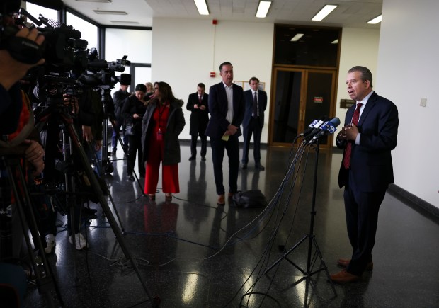 Chicago Public Schools CEO Pedro Martinez speaks at Daley Center on Dec. 24, 2024, after a Cook County judge granted a temporary restraining order against CPS board members. (Eileen T. Meslar/Chicago Tribune)