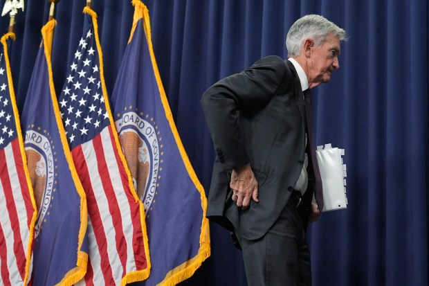 Federal Reserve Chairman Jerome Powell walks out after a news conference following the Federal Open Market Committee meeting Jan. 29, 2025, in Washington. (Jacquelyn Martin/AP)