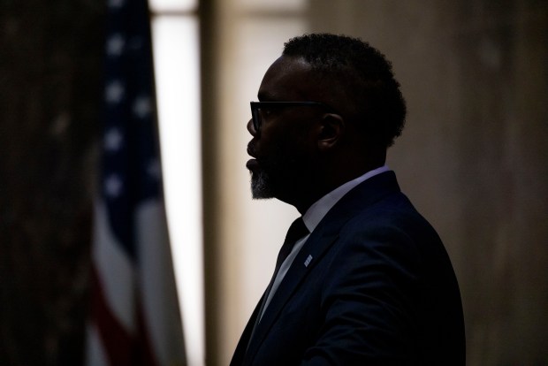 Mayor Brandon Johnson presides during a City Council meeting on Jan. 15, 2025, at City Hall. (Brian Cassella/Chicago Tribune)