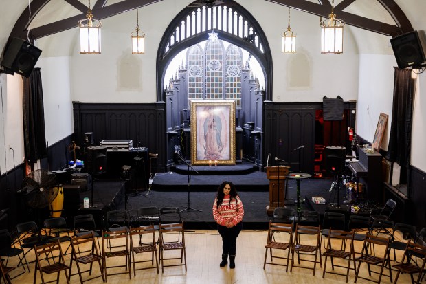 Pastor Cecilia Garcia poses for a portrait at Lincoln United Methodist Church on Dec. 22, 2024. (Armando L. Sanchez/Chicago Tribune)