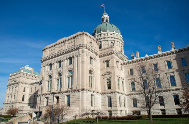 The Indiana State capitol building in Indianapolis on Tuesday, Jan. 4, 2022. (Michael Gard / Post-Tribune)