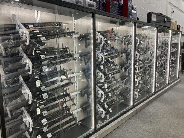 Inventory in January 2023 at Kee Firearms and Training in New Lenox. (Alexandra Kukulka / Daily Southtown)